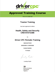 H&S Approved Driver CPC Certificate