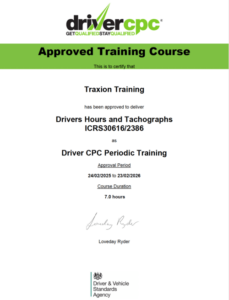 drivers hours cpc course certificate